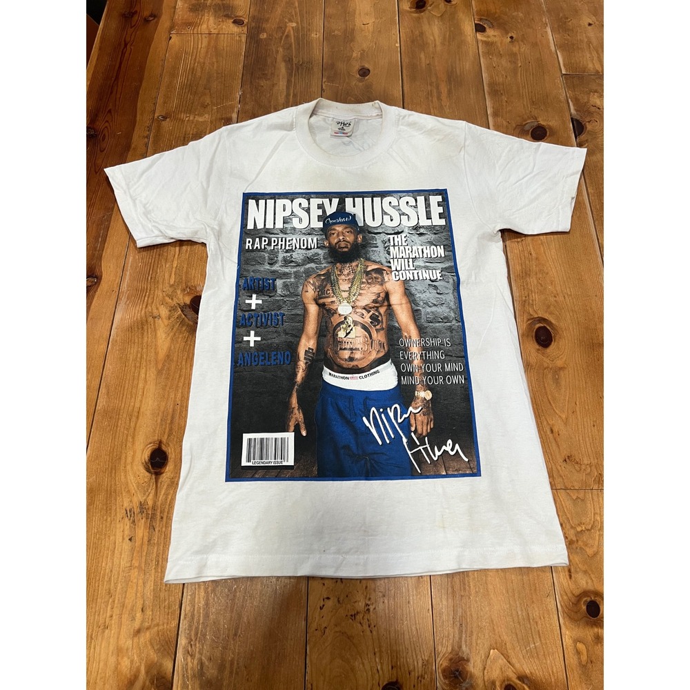 Shaka Wear Nipsey Hussle Rap Phenom Tribute T-Shirt White Medium Super Max Heavy